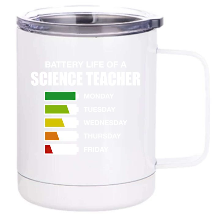 Battery Life Of A Science Teacher Sarcastic Gift Front & Back 12oz Stainless Steel Tumbler Cup