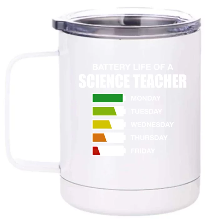 Battery Life Of A Science Teacher Sarcastic Gift Front & Back 12oz Stainless Steel Tumbler Cup