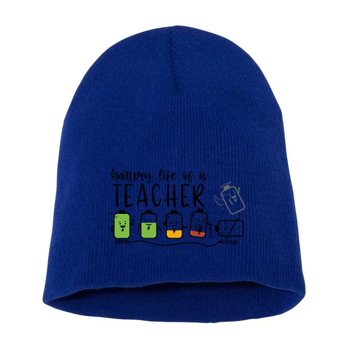 Battery Life Of A Teacher Back To School First Day Of School Cute Gift Short Acrylic Beanie