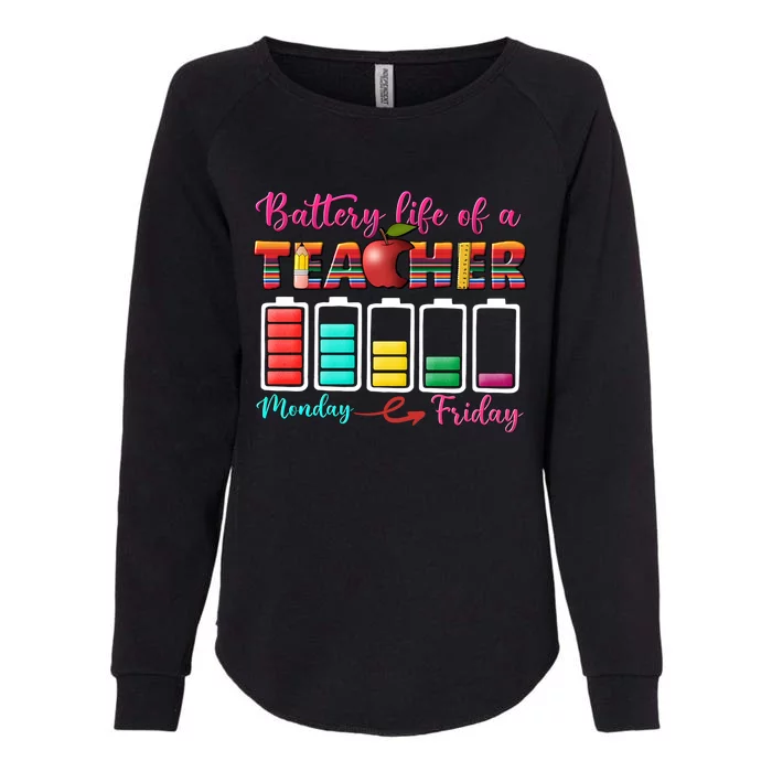 Battery Life Of A Teacher Back To School For Teacher Tee Gift Womens California Wash Sweatshirt