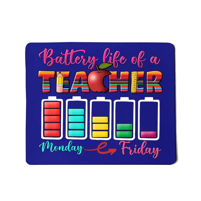 Battery Life Of A Teacher Back To School For Teacher Tee Gift Mousepad