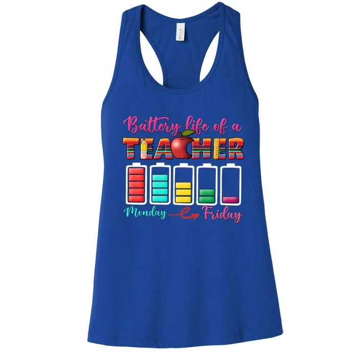 Battery Life Of A Teacher Back To School For Teacher Tee Gift Women's Racerback Tank