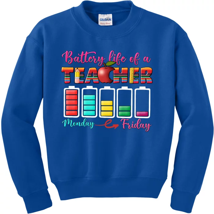 Battery Life Of A Teacher Back To School For Teacher Tee Gift Kids Sweatshirt