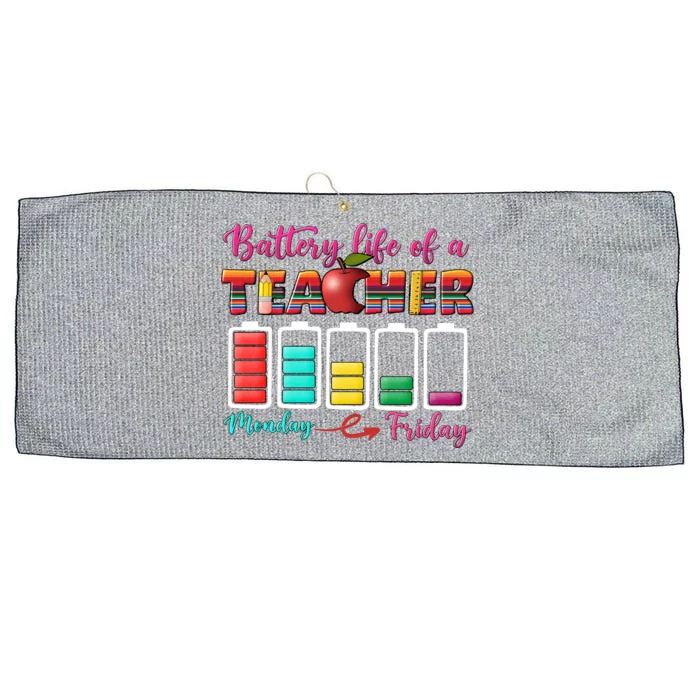 Battery Life Of A Teacher Back To School For Teacher Tee Gift Large Microfiber Waffle Golf Towel