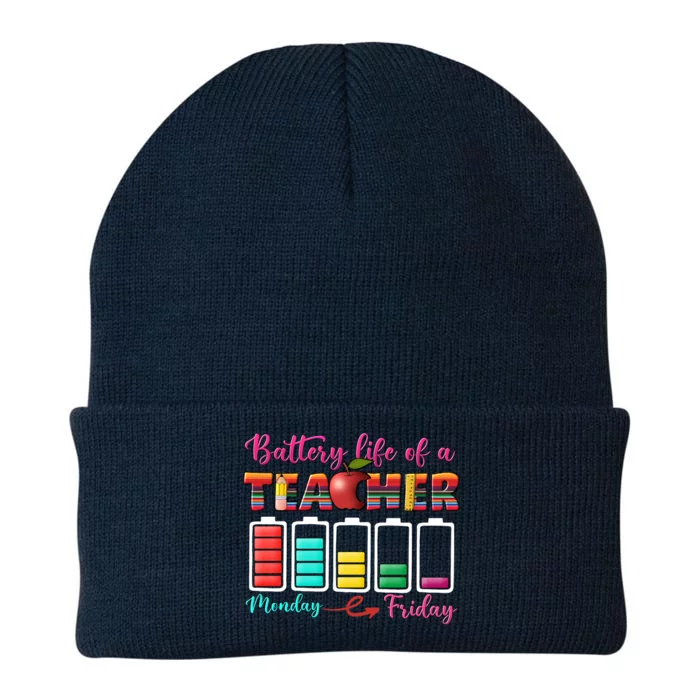 Battery Life Of A Teacher Back To School For Teacher Tee Gift Knit Cap Winter Beanie