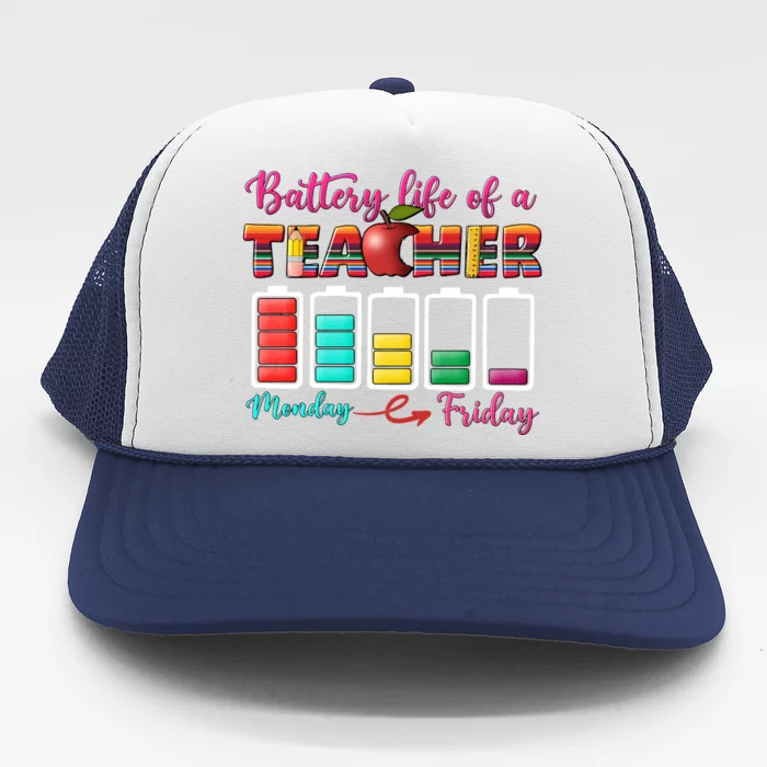 Battery Life Of A Teacher Back To School For Teacher Tee Gift Trucker Hat