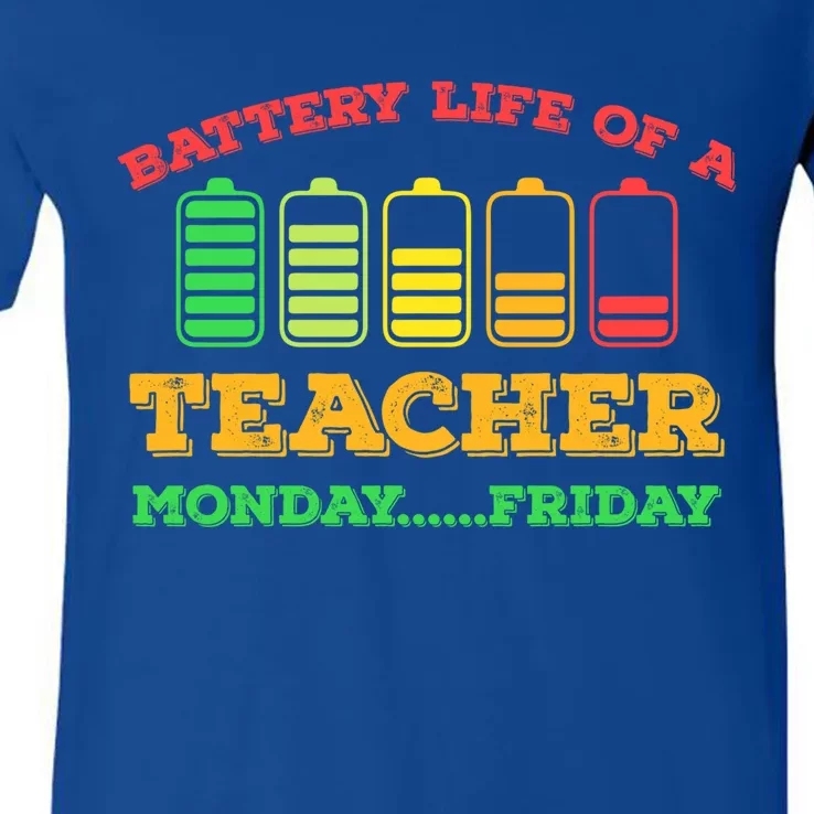 Battery Life Of A Teacher Battery Teacher Battery Life Cool Gift V-Neck T-Shirt