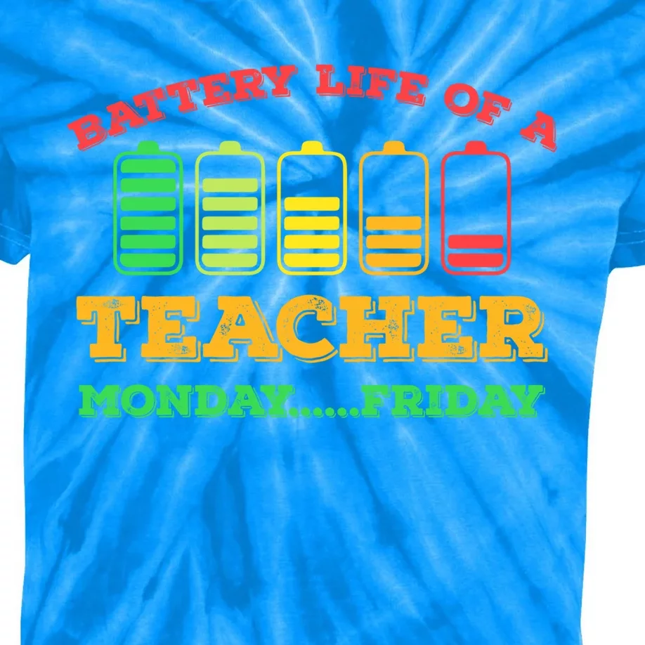 Battery Life Of A Teacher Battery Teacher Battery Life Cool Gift Kids Tie-Dye T-Shirt