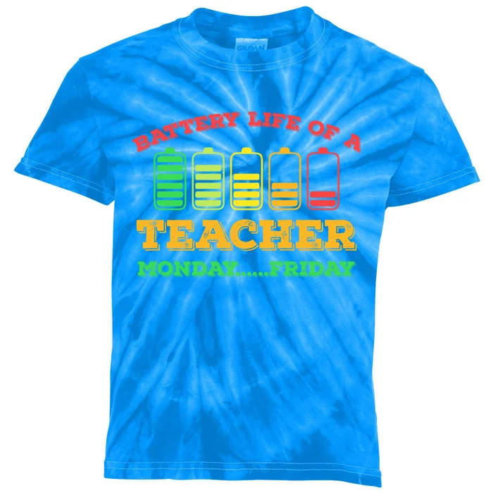 Battery Life Of A Teacher Battery Teacher Battery Life Cool Gift Kids Tie-Dye T-Shirt