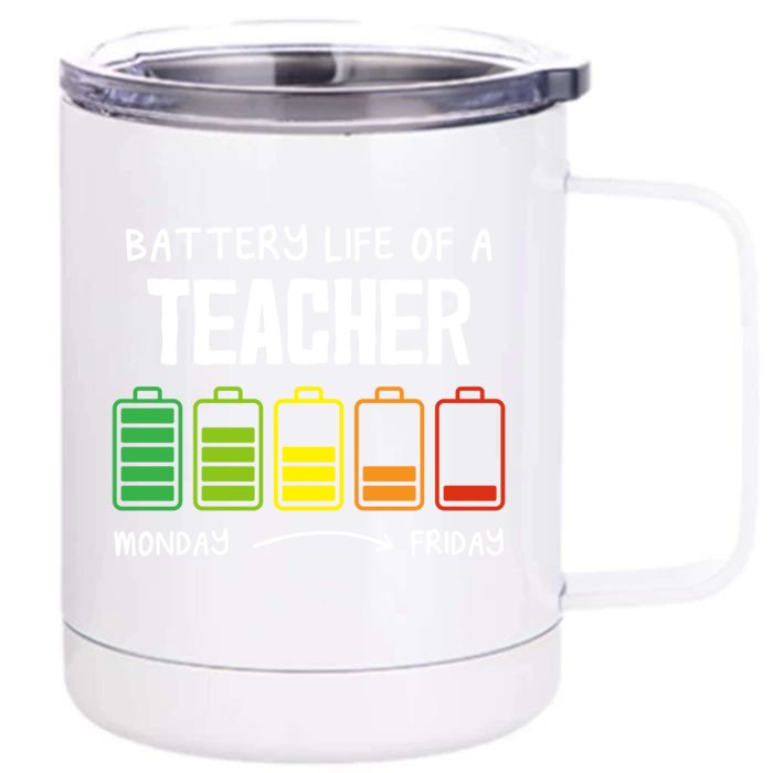 Battery Life Of A Teacher Coworker Teaching Colleague Teach Gift Front & Back 12oz Stainless Steel Tumbler Cup