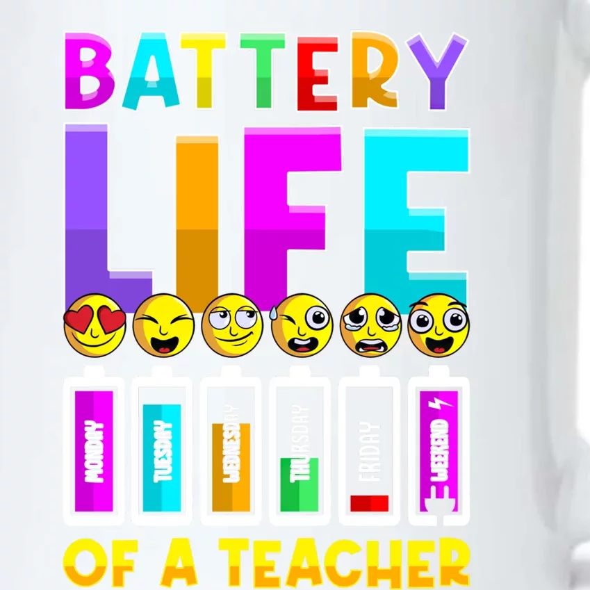 Battery Life Of A Teacher Days Of The Week Funny Emoticon Gift Black Color Changing Mug