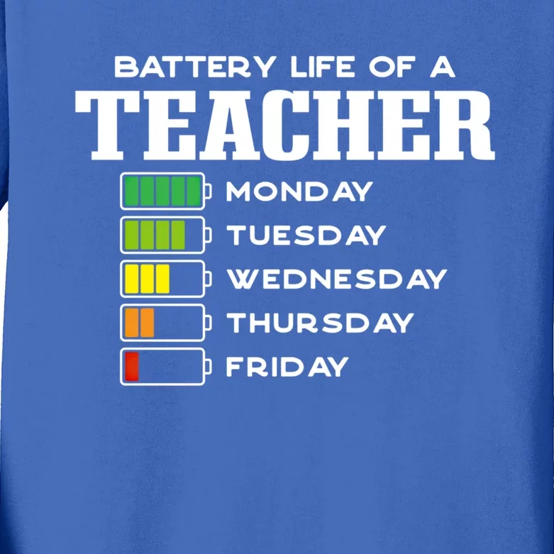 Battery Life Of A Teacher Employee Teaching Staff Teach Boss Cute Gift Kids Long Sleeve Shirt