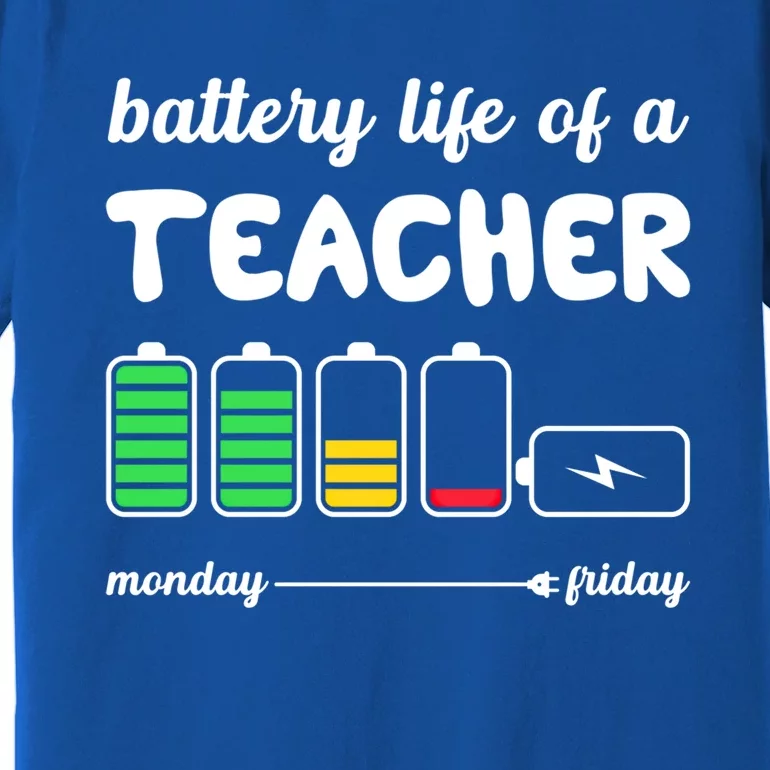 Battery Life Of A Teacher Funny Gift Premium T-Shirt