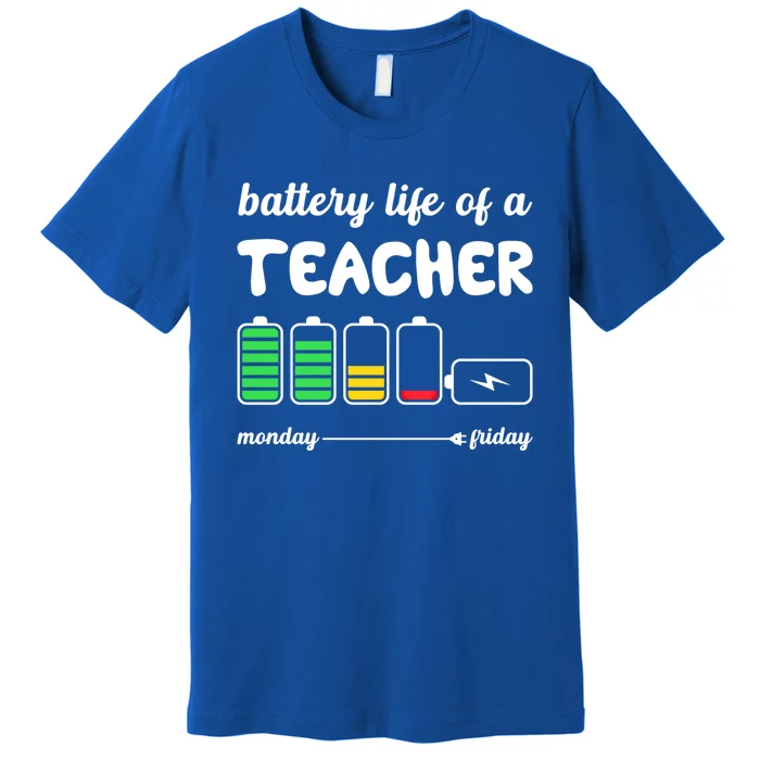 Battery Life Of A Teacher Funny Gift Premium T-Shirt