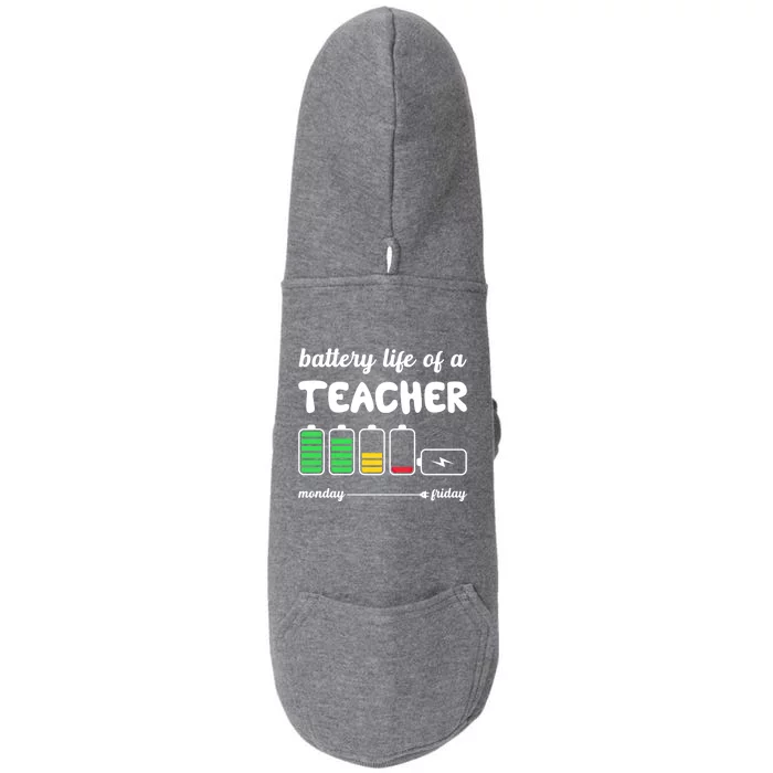 Battery Life Of A Teacher Funny Gift Doggie 3-End Fleece Hoodie