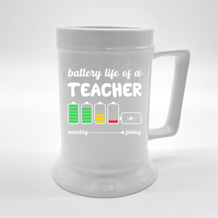 Battery Life Of A Teacher Funny Gift Front & Back Beer Stein