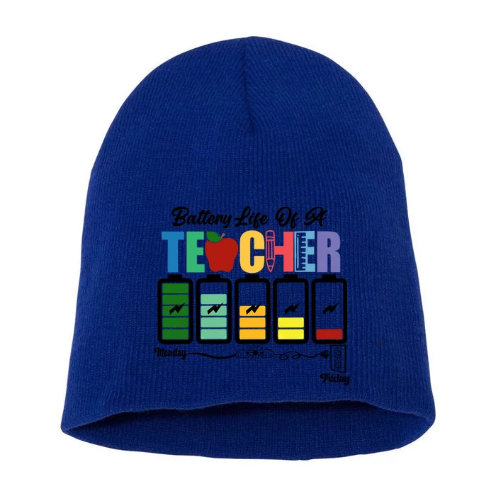 Battery Life Of A Teacher Funny School Classroom Gift Short Acrylic Beanie