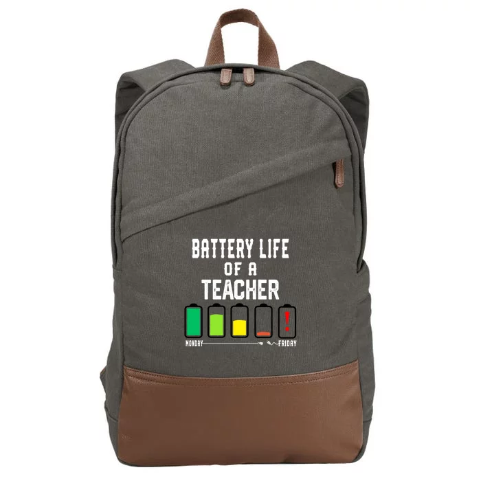 Battery Life Of A Teacher Funny Teaching Days Monday Friday Gift Cotton Canvas Backpack