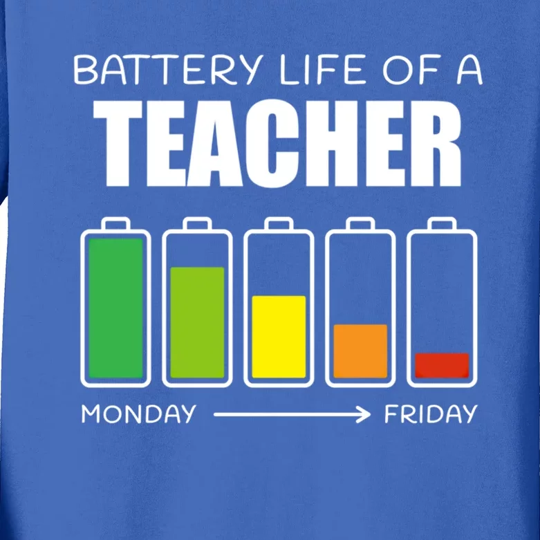 Battery Life Of A Teacher Introvert Teaching Antisocial Gift Kids Long Sleeve Shirt