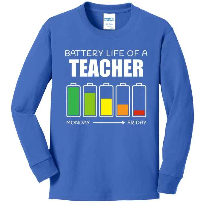 Battery Life Of A Teacher Introvert Teaching Antisocial Gift Kids Long Sleeve Shirt