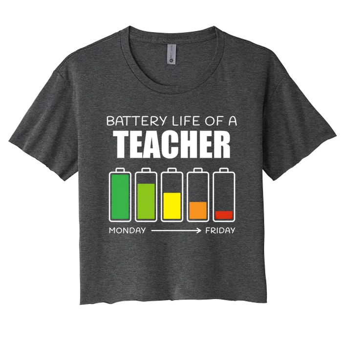 Battery Life Of A Teacher Introvert Teaching Antisocial Gift Women's Crop Top Tee