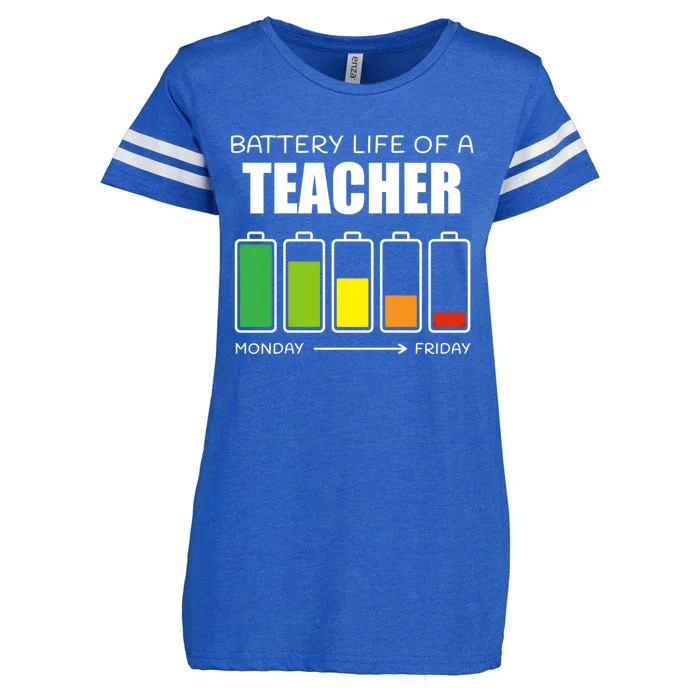 Battery Life Of A Teacher Introvert Teaching Antisocial Gift Enza Ladies Jersey Football T-Shirt