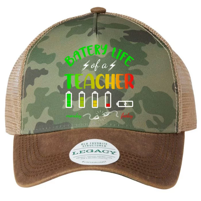 Battery Life Of A Teacher Life Kindergarten Back To School Cool Gift Legacy Tie Dye Trucker Hat