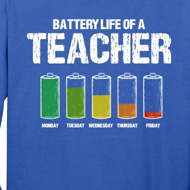 Battery Life Of A Teacher Pun Teaching Joke Teach Coworker Gift Long Sleeve Shirt