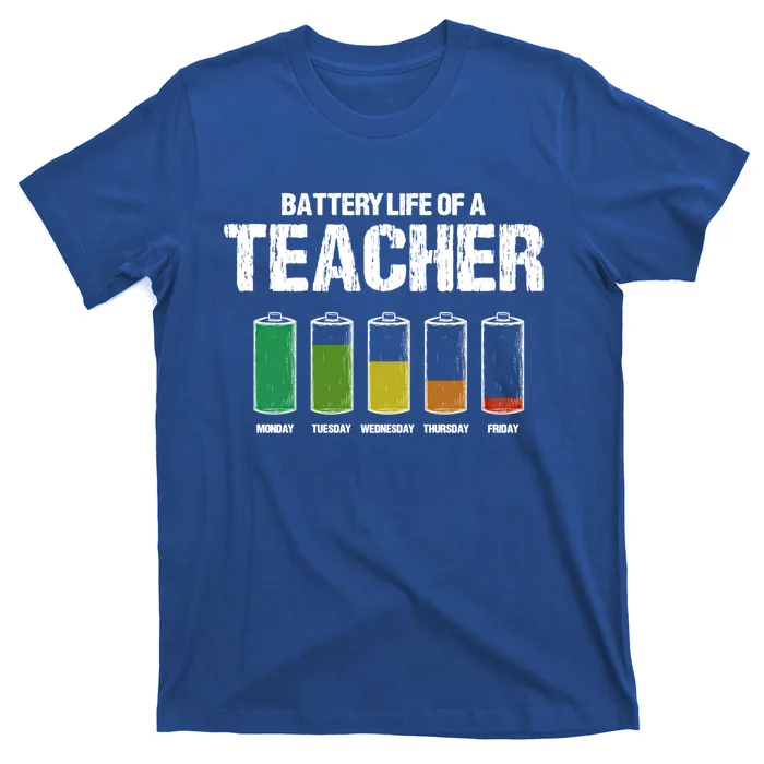 Battery Life Of A Teacher Pun Teaching Joke Teach Coworker Gift T-Shirt