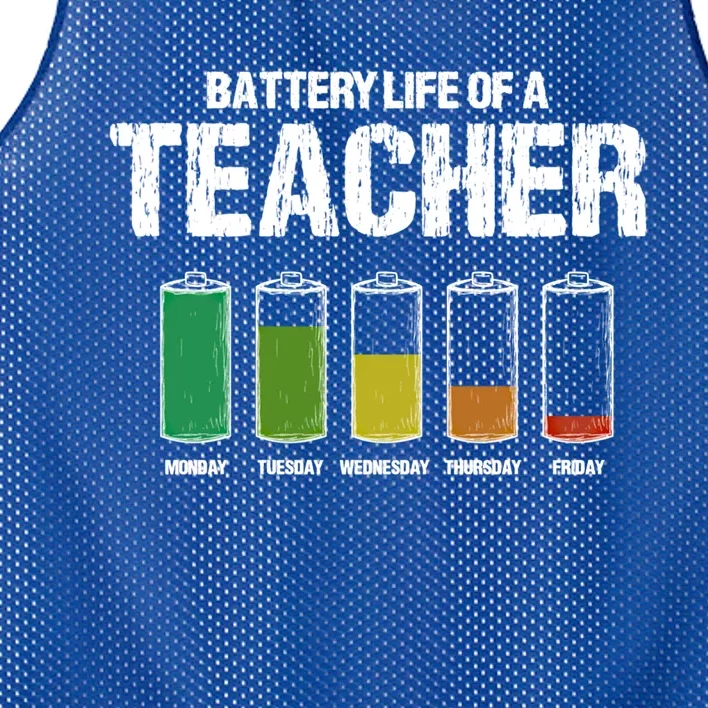 Battery Life Of A Teacher Pun Teaching Joke Teach Coworker Gift Mesh Reversible Basketball Jersey Tank