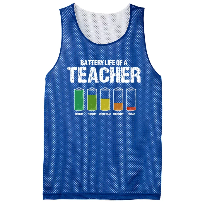 Battery Life Of A Teacher Pun Teaching Joke Teach Coworker Gift Mesh Reversible Basketball Jersey Tank