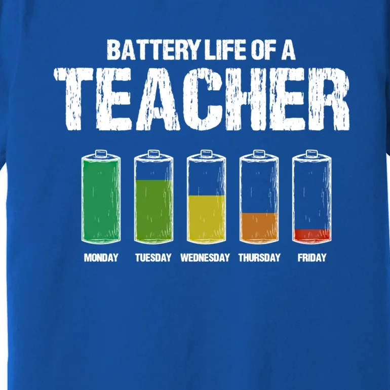 Battery Life Of A Teacher Pun Teaching Joke Teach Coworker Gift Premium T-Shirt