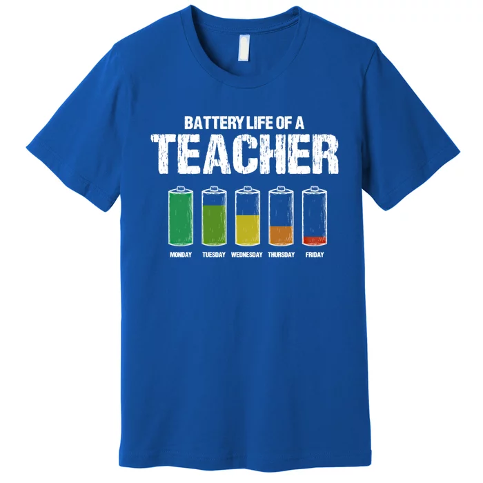 Battery Life Of A Teacher Pun Teaching Joke Teach Coworker Gift Premium T-Shirt