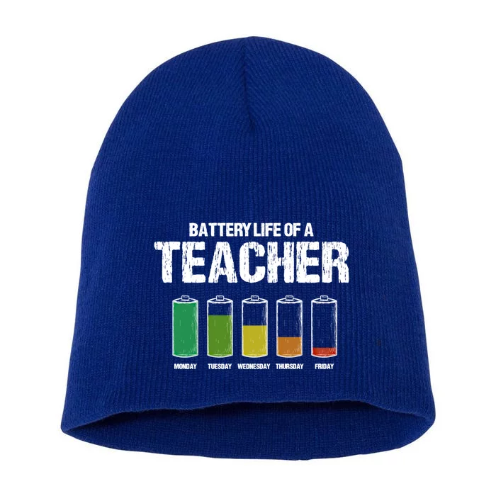 Battery Life Of A Teacher Pun Teaching Joke Teach Coworker Gift Short Acrylic Beanie