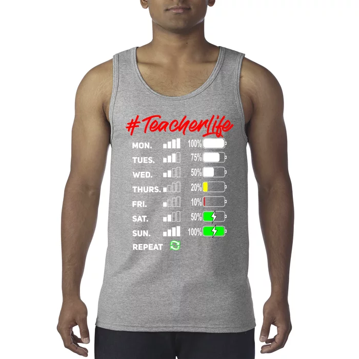 Battery Life Of A Teacher Funny Gift #Teacherlife Funny Gift Virtual Cool Gift Tank Top