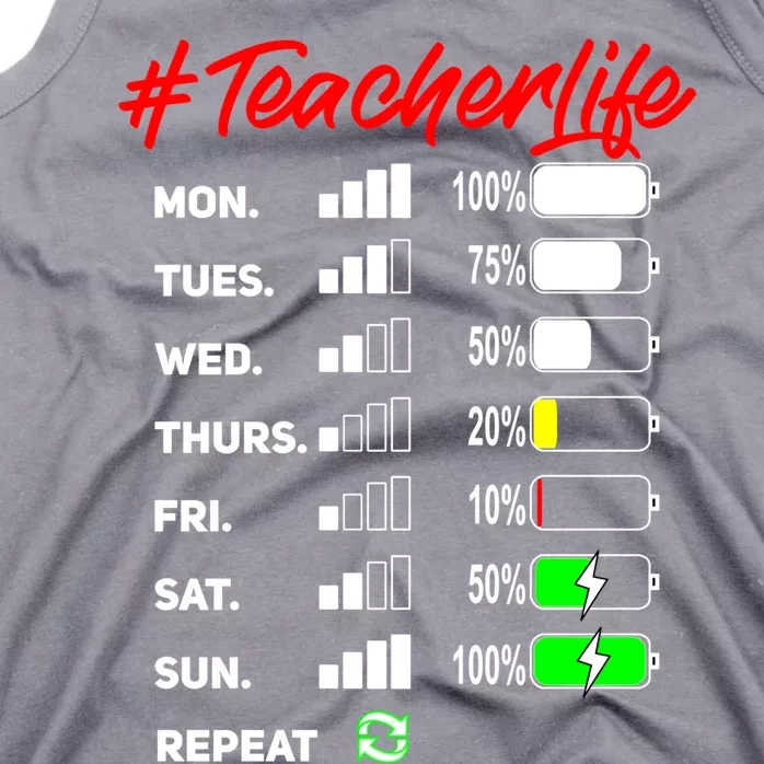 Battery Life Of A Teacher Funny Gift #Teacherlife Funny Gift Virtual Cool Gift Tank Top