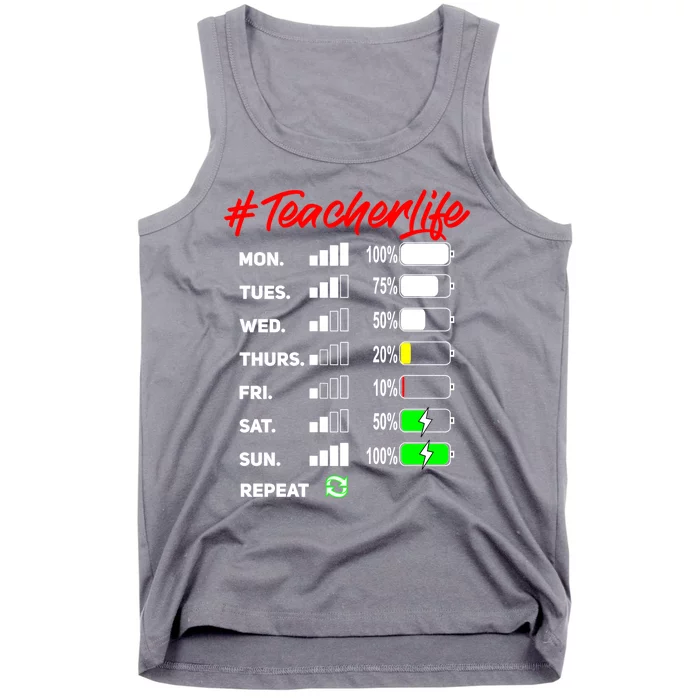 Battery Life Of A Teacher Funny Gift #Teacherlife Funny Gift Virtual Cool Gift Tank Top