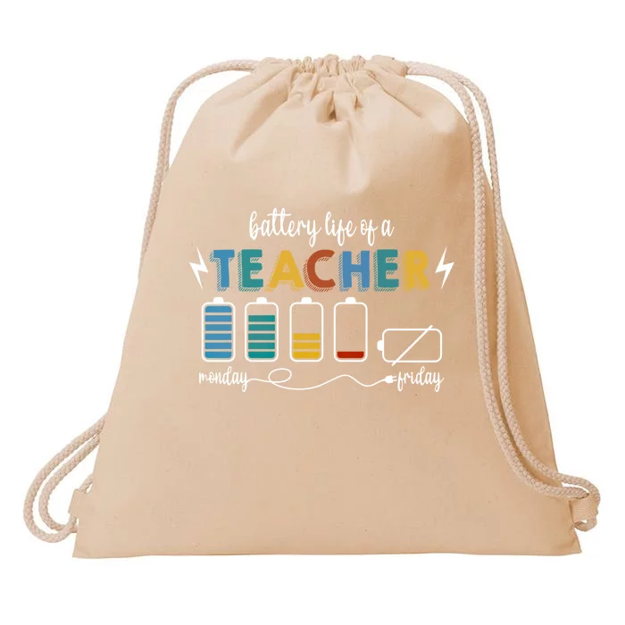 Battery Life Of A Teacher Funny Gift Drawstring Bag