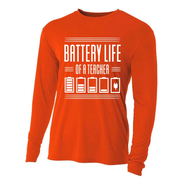 Battery Life Of A Teacher Great Gift Cooling Performance Long Sleeve Crew