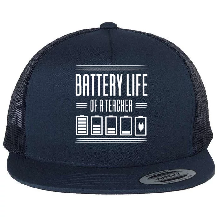 Battery Life Of A Teacher Great Gift Flat Bill Trucker Hat