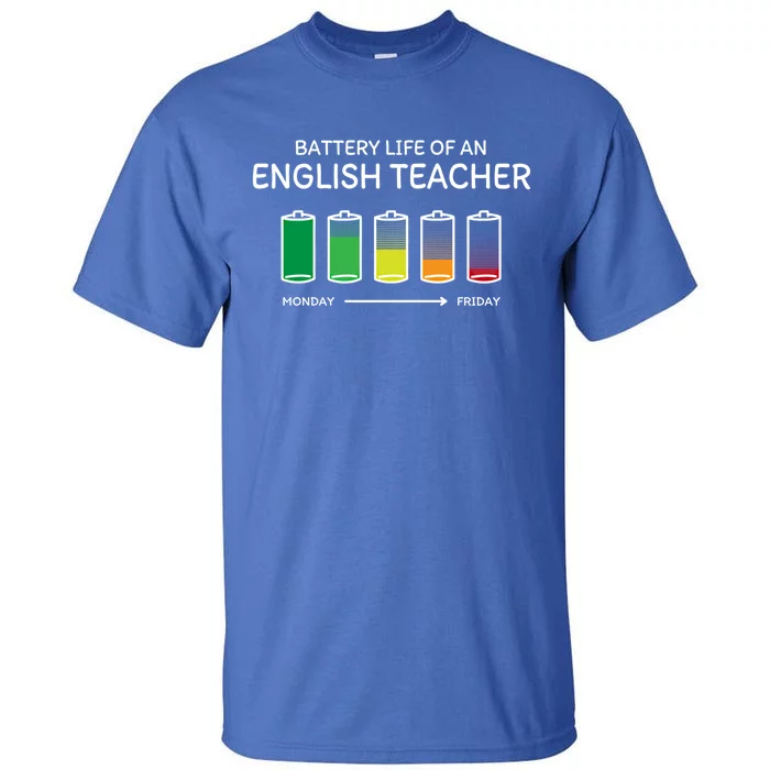 Battery Life Of An English Teacher Friends Funny Gift Tall T-Shirt