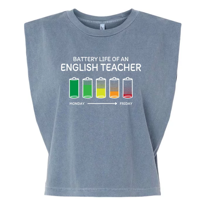 Battery Life Of An English Teacher Friends Funny Gift Garment-Dyed Women's Muscle Tee