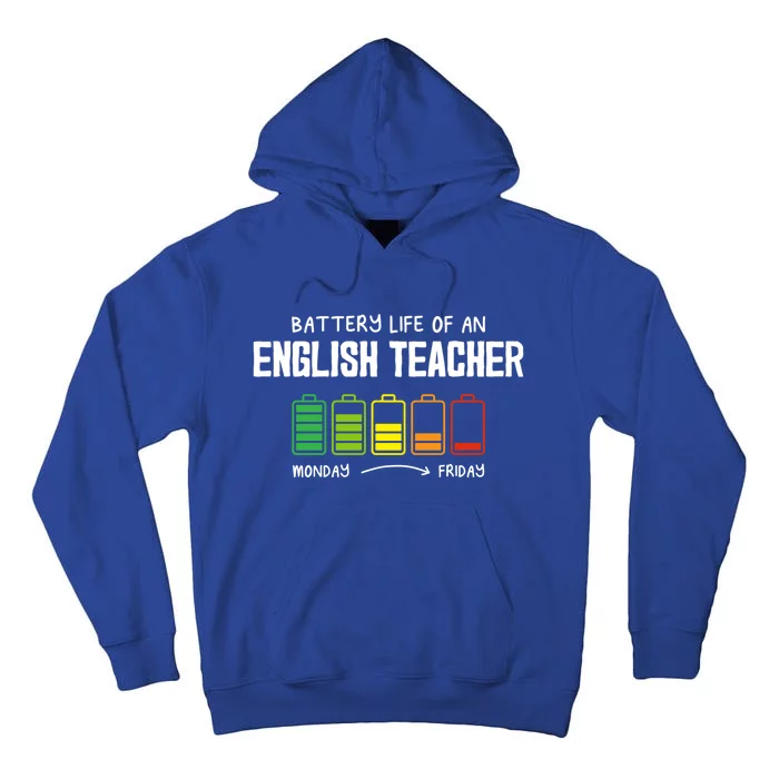 Battery Life Of An English Teacher Introvert Funny Gift Tall Hoodie