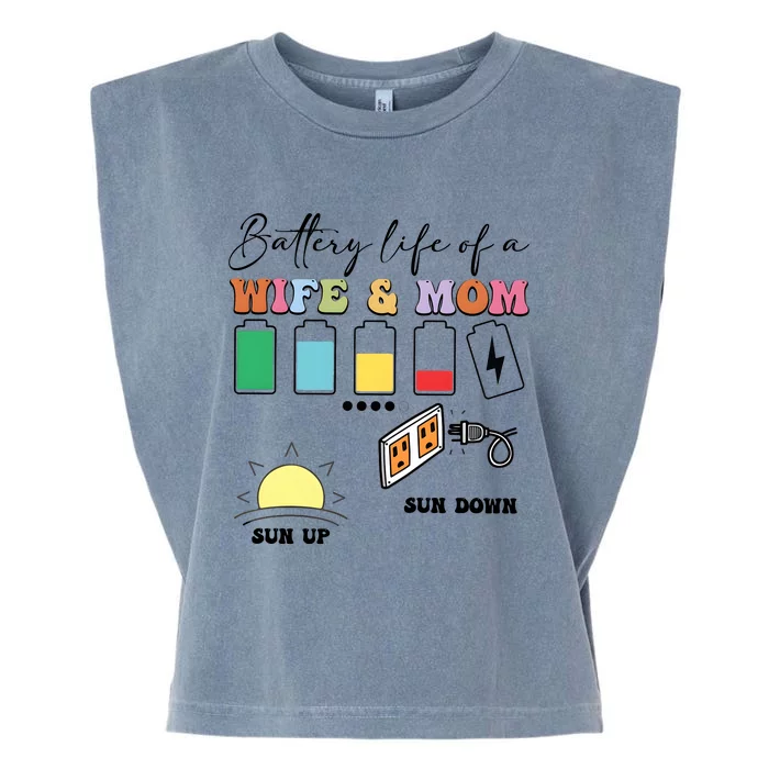 Battery Life Of A Wife & Mom Garment-Dyed Women's Muscle Tee