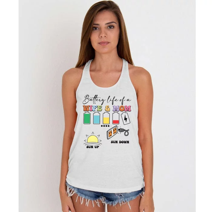 Battery Life Of A Wife & Mom Women's Knotted Racerback Tank