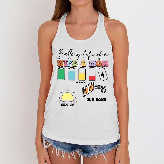 Battery Life Of A Wife & Mom Women's Knotted Racerback Tank