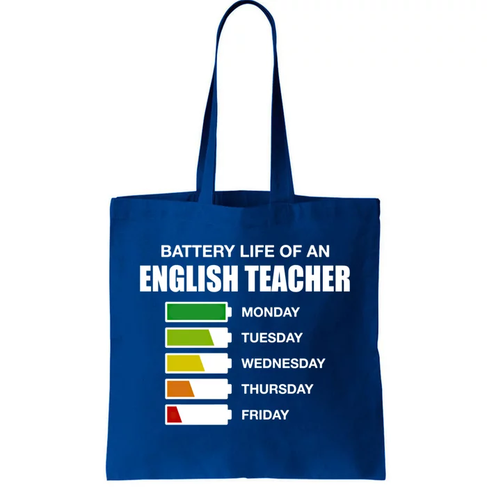 Battery Life Of An English Teacher Sarcastic Great Gift Tote Bag