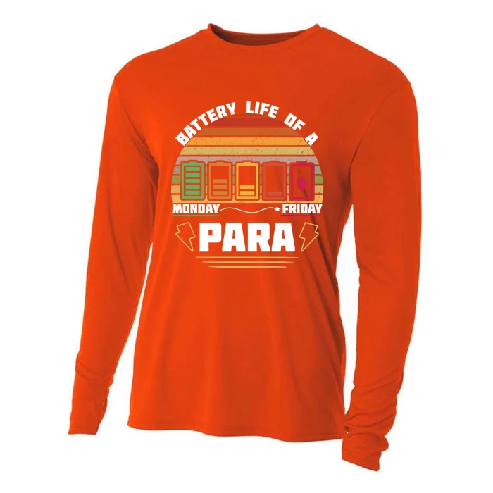 Battery Life Of Para Paraprofessional Teacher Funny Funny Gift Cooling Performance Long Sleeve Crew