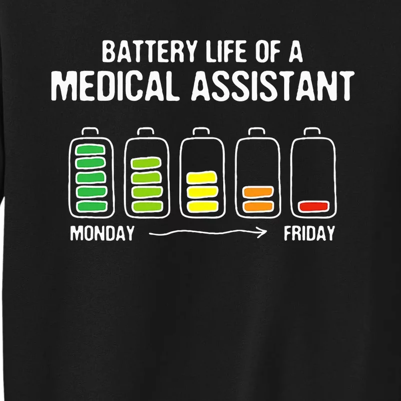 Battery Life of a Medical Assistant Funny CMA Joke Tall Sweatshirt