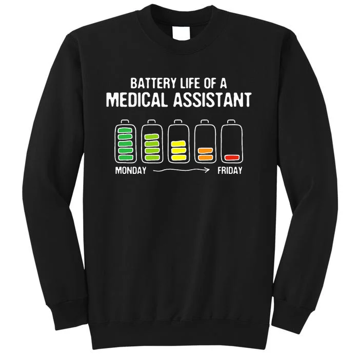 Battery Life of a Medical Assistant Funny CMA Joke Tall Sweatshirt